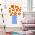 Poppies In Blue Vase by Katarzyna Gąsiorowska on GIANT ART - modern floral artwork flowers and plants modern floral artwork
