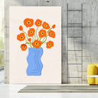 Poppies In Blue Vase by Katarzyna Gąsiorowska on GIANT ART - modern floral artwork flowers and plants modern floral artwork
