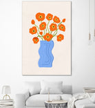 Poppies In Blue Vase by Katarzyna Gąsiorowska on GIANT ART - modern floral artwork flowers and plants modern floral artwork