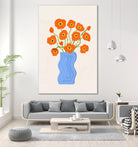 Poppies In Blue Vase by Katarzyna Gąsiorowska on GIANT ART - modern floral artwork flowers and plants modern floral artwork