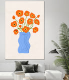 Poppies In Blue Vase by Katarzyna Gąsiorowska on GIANT ART - modern floral artwork flowers and plants modern floral artwork