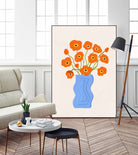 Poppies In Blue Vase by Katarzyna Gąsiorowska on GIANT ART - modern floral artwork flowers and plants modern floral artwork