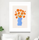 Poppies In Blue Vase by Katarzyna Gąsiorowska on GIANT ART - modern floral artwork flowers and plants modern floral artwork