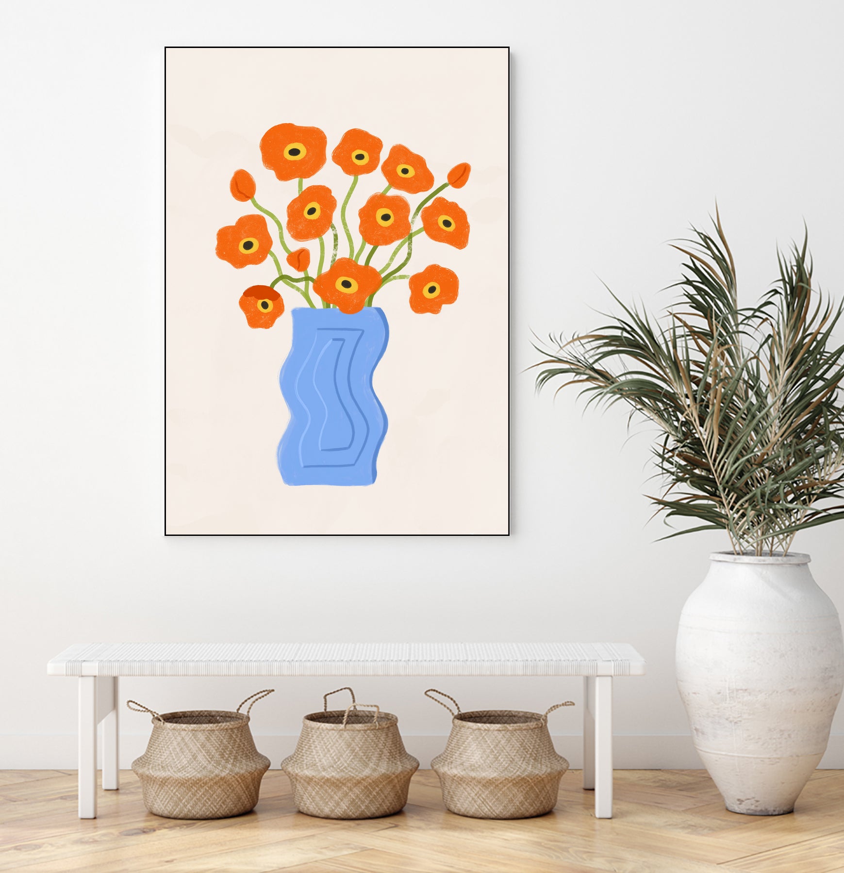 Poppies In Blue Vase by Katarzyna Gąsiorowska on GIANT ART - modern floral artwork flowers and plants modern floral artwork