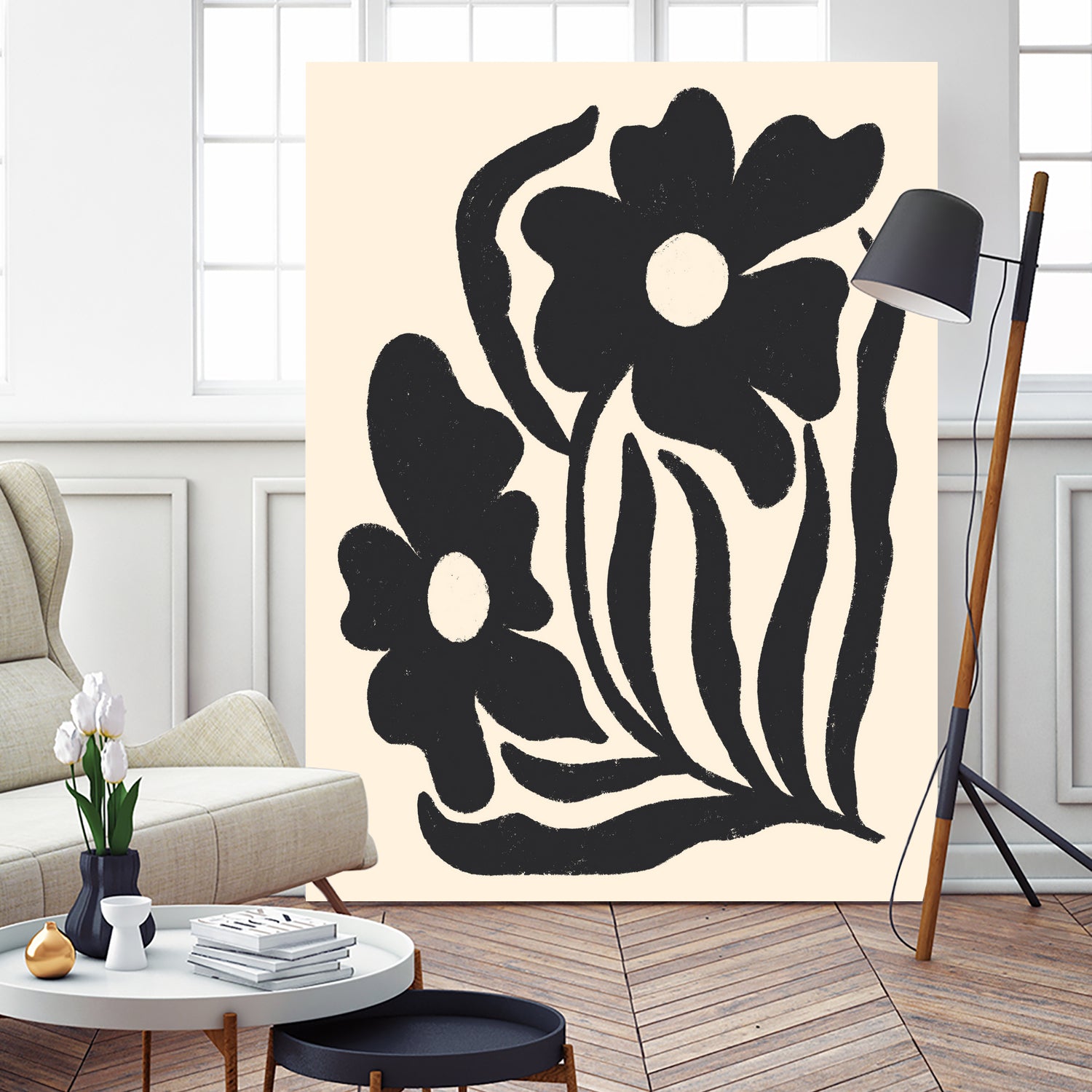 Textured flower silhouettes by Angela Minca on GIANT ART - graphic floral flowers and plants graphic floral