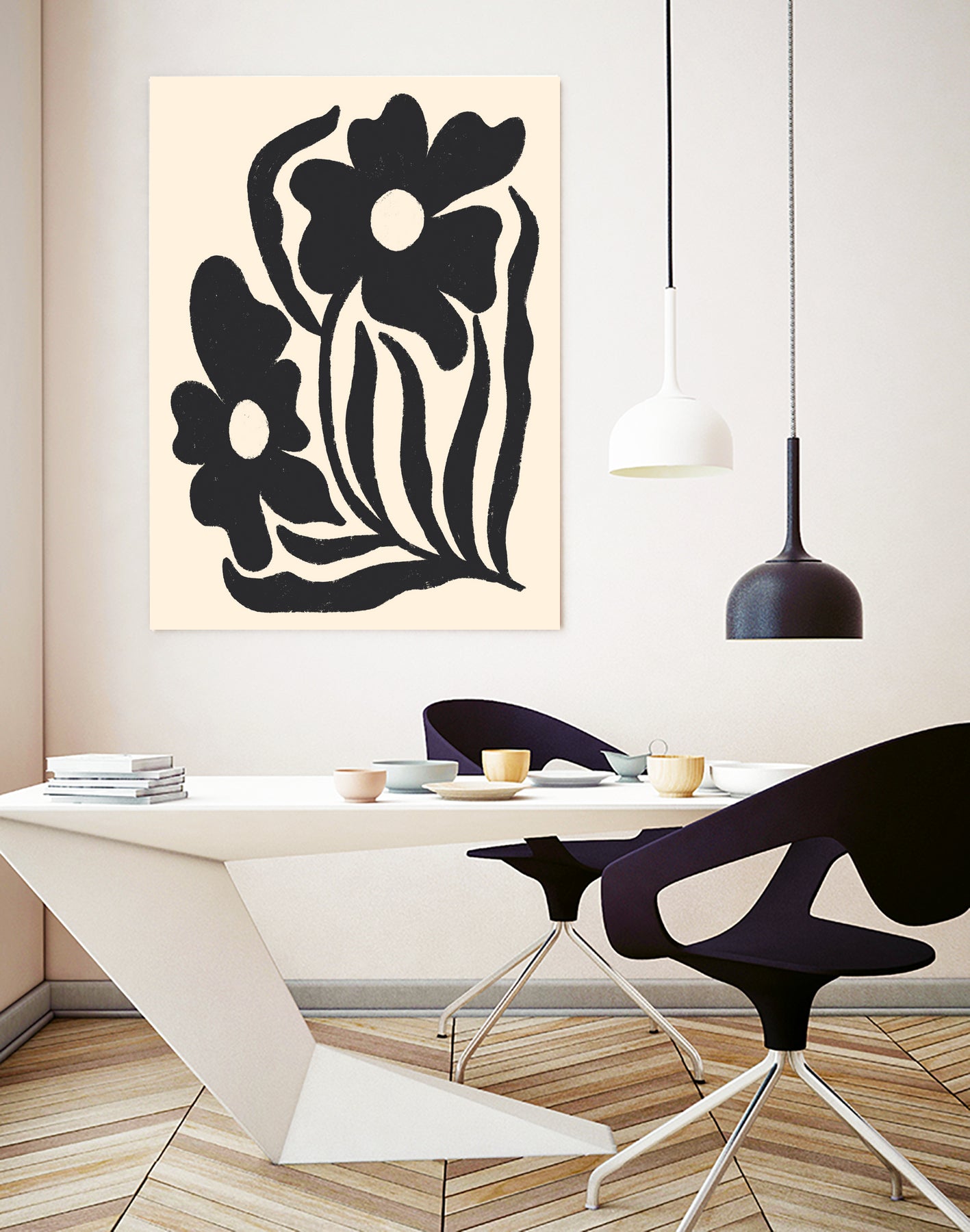 Textured flower silhouettes by Angela Minca on GIANT ART - graphic floral flowers and plants graphic floral