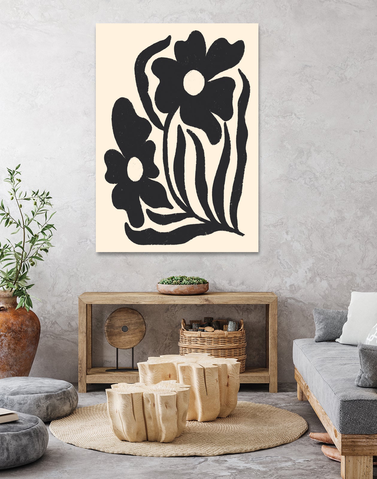 Textured flower silhouettes by Angela Minca on GIANT ART - graphic floral flowers and plants graphic floral