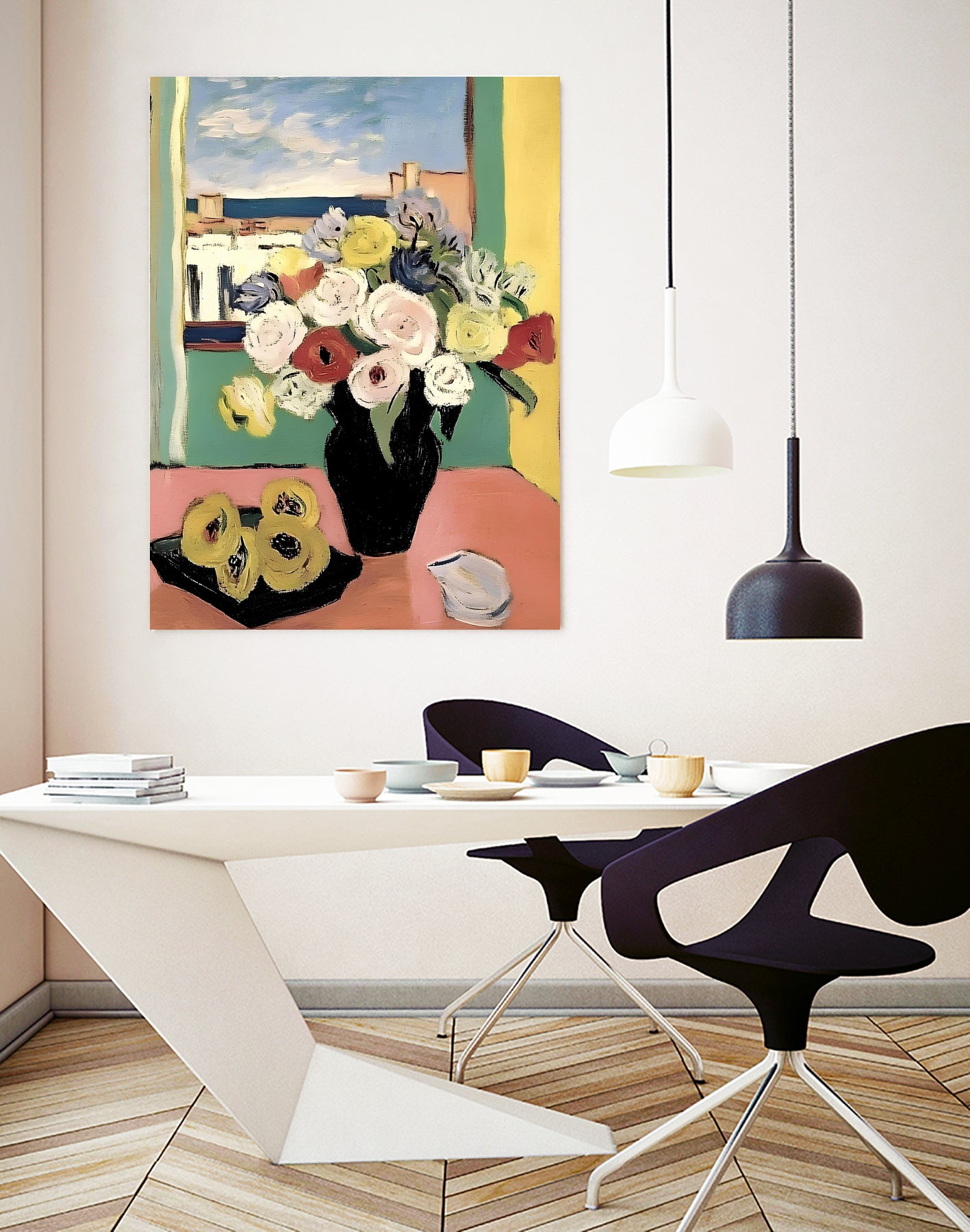 Floral Arrangement In A Black Vase by Avanesova Elena on GIANT ART - modern art painting flowers and plants modern art painting