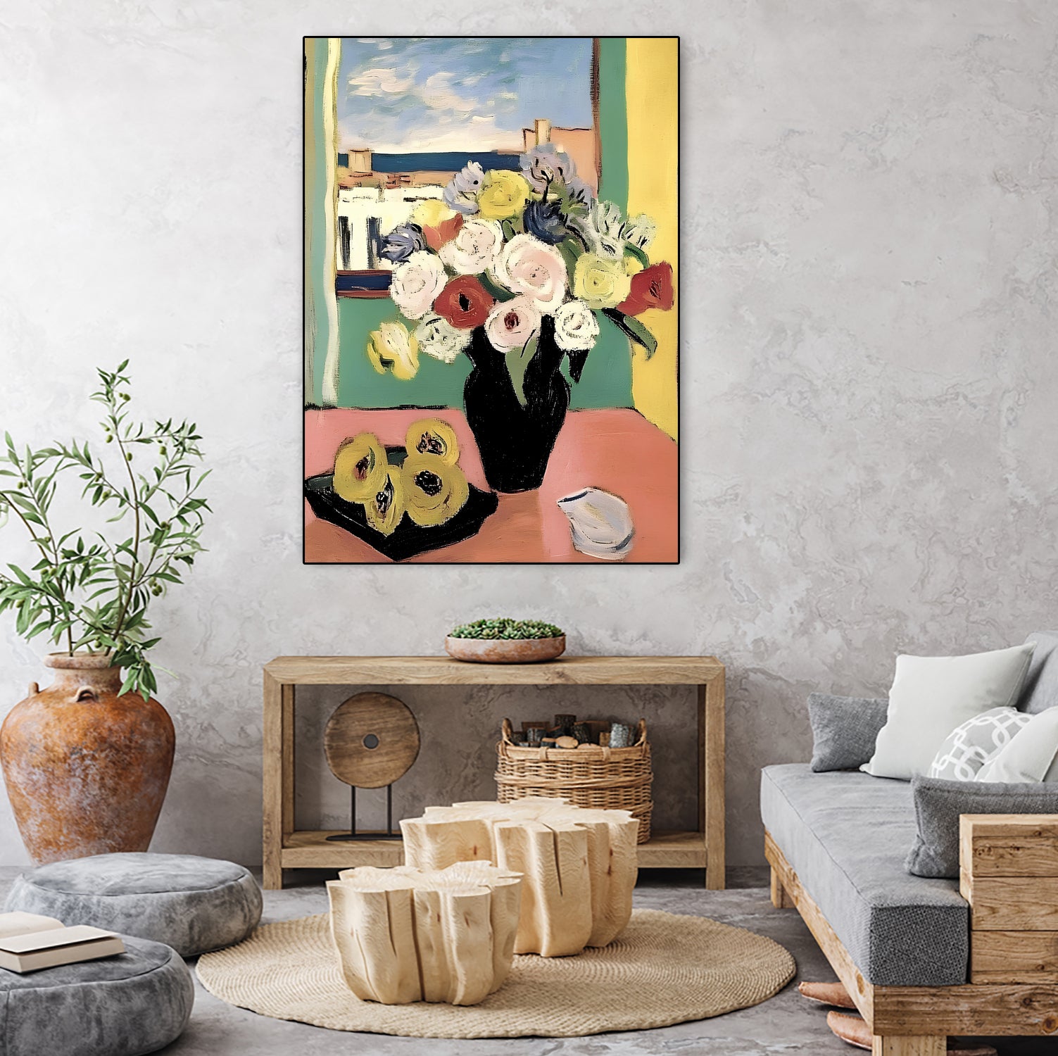 Floral Arrangement In A Black Vase by Avanesova Elena on GIANT ART - modern art painting flowers and plants modern art painting