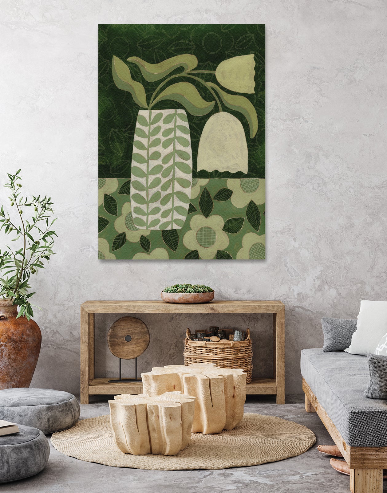 Green Tulip Still Life by Susan Black on GIANT ART - flowers and plants vintage floral art