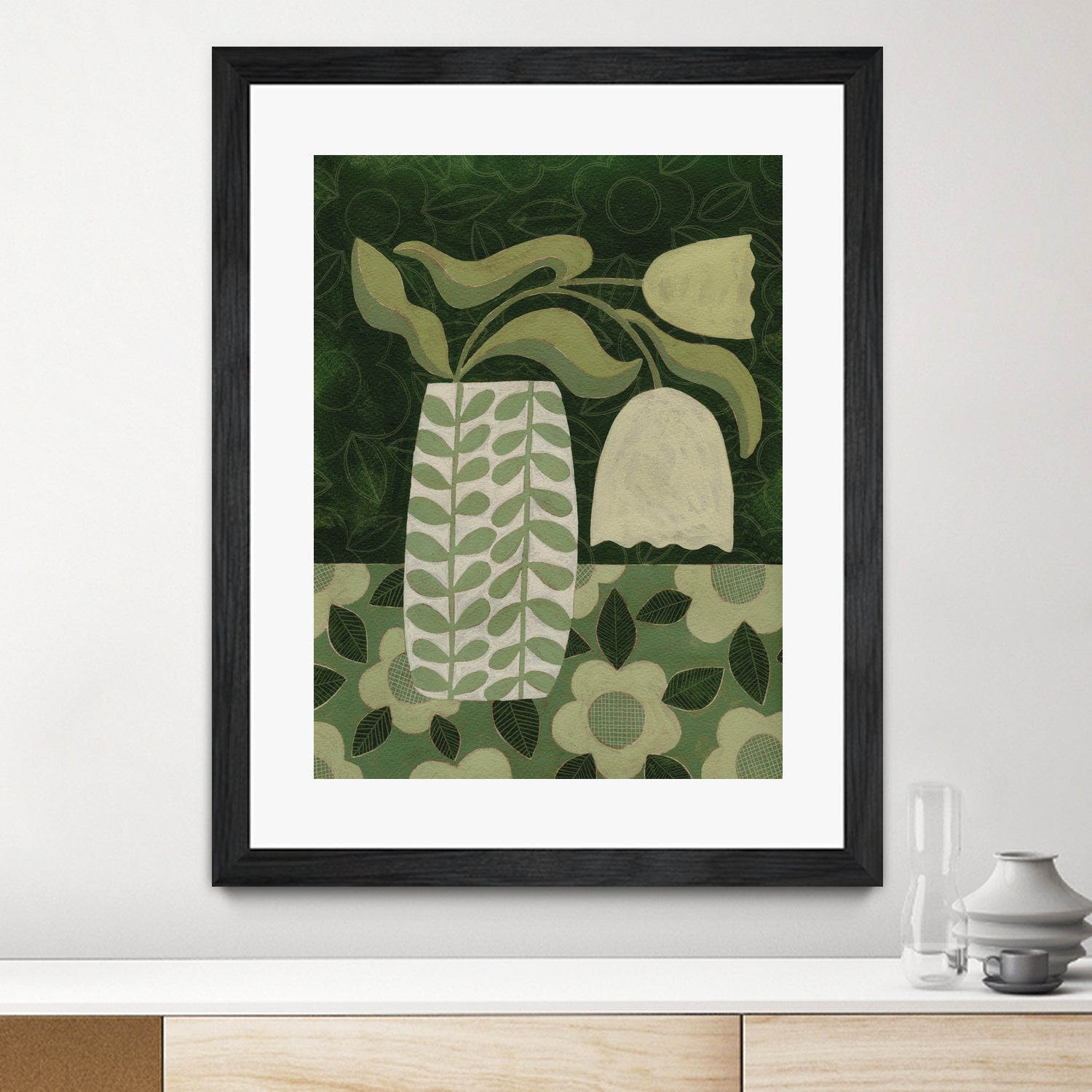 Green Tulip Still Life by Susan Black on GIANT ART - flowers and plants vintage floral art