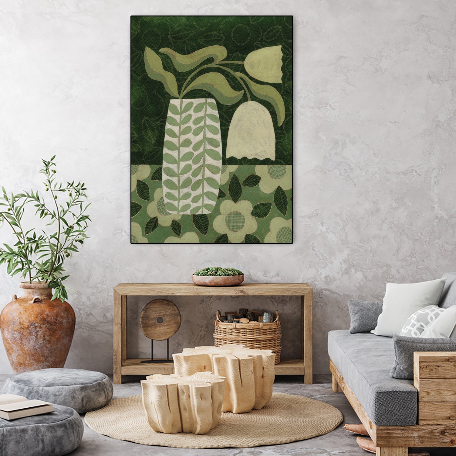 Green Tulip Still Life by Susan Black on GIANT ART - flowers and plants vintage floral art
