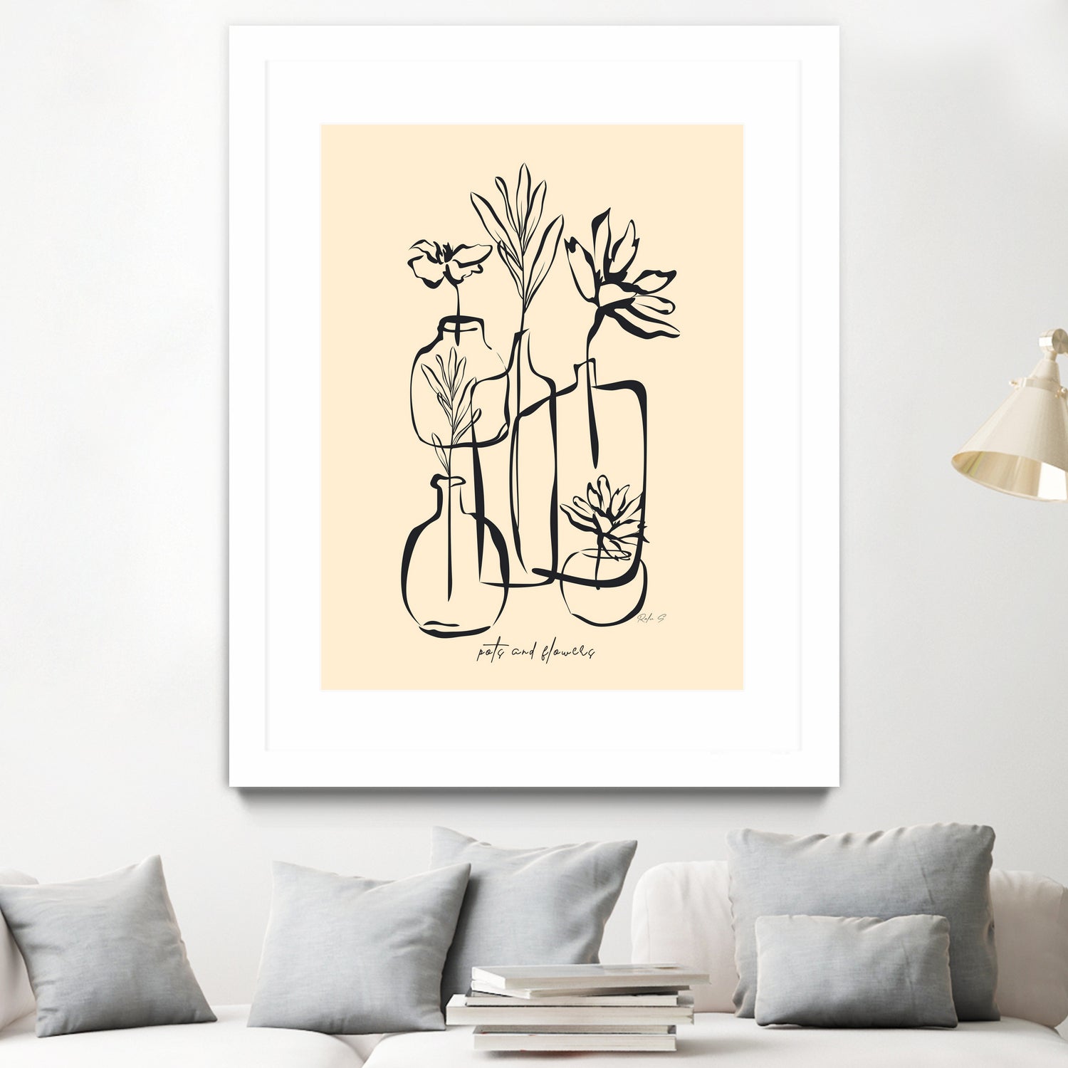 Pots And Flowers by Ralu S on GIANT ART - flowers and plants botanical line art