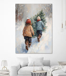 Kinder tragen Tanne im SchneegestApber by Ohkimiko on GIANT ART - kids kinder im schnee