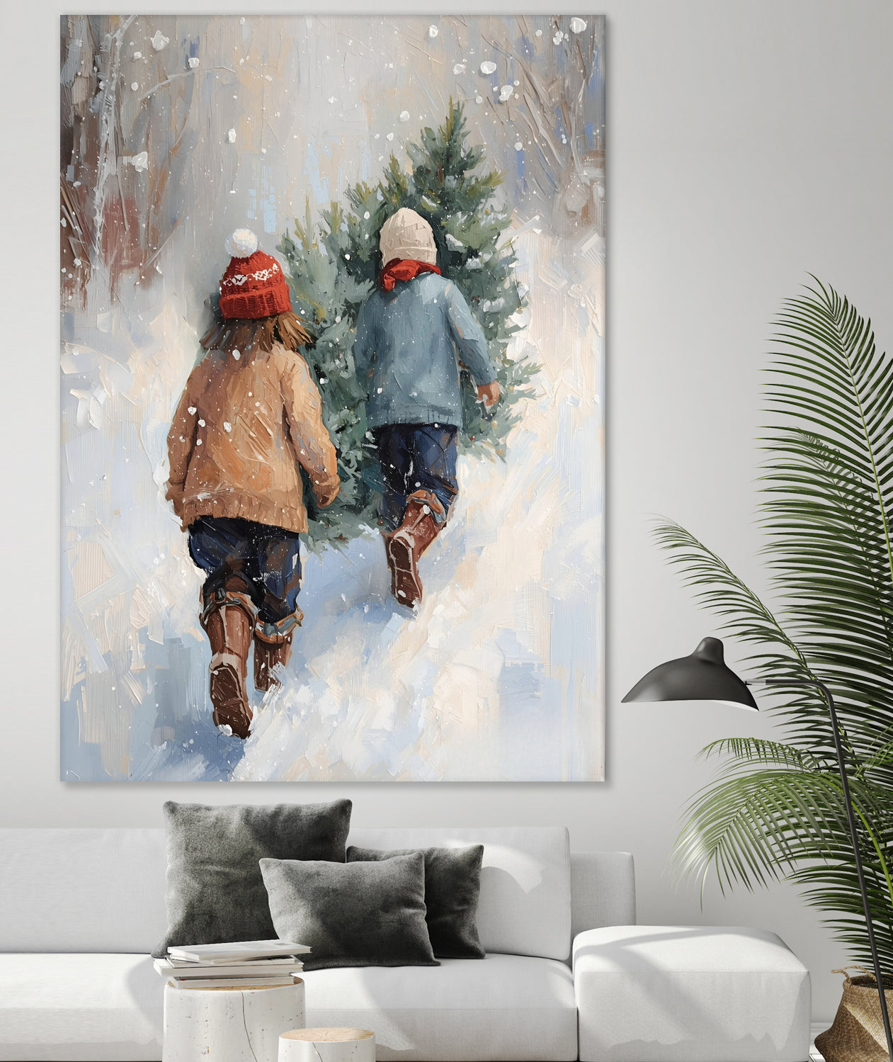 Kinder tragen Tanne im SchneegestApber by Ohkimiko on GIANT ART - kids kinder im schnee