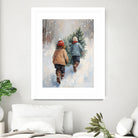 Kinder tragen Tanne im SchneegestApber by Ohkimiko on GIANT ART - kids kinder im schnee
