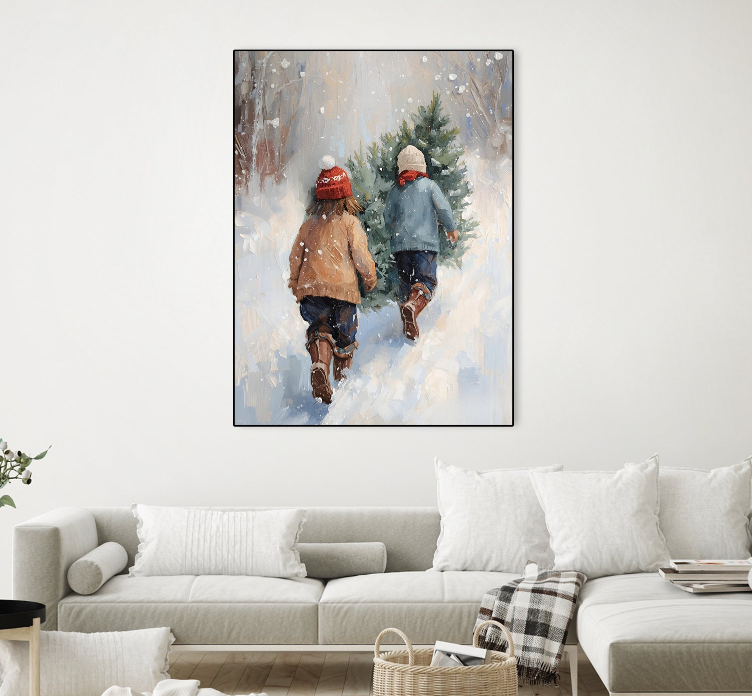 Kinder tragen Tanne im SchneegestApber by Ohkimiko on GIANT ART - kids kinder im schnee