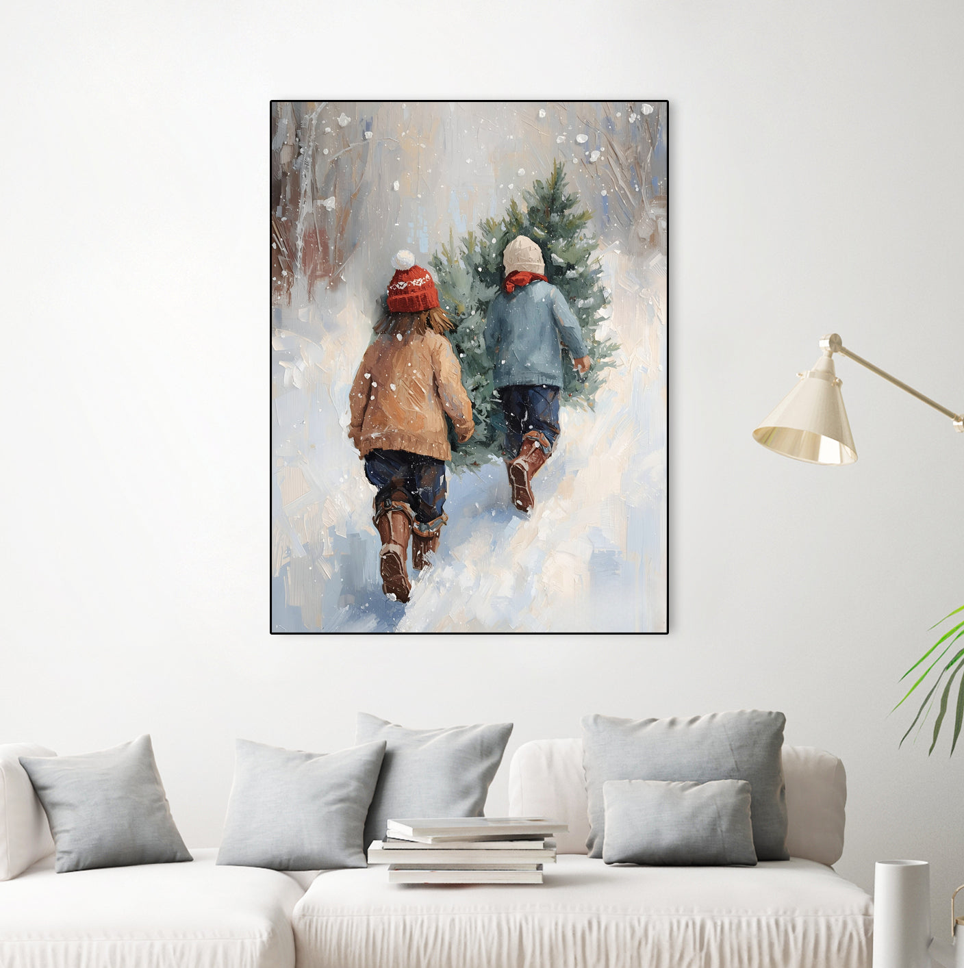 Kinder tragen Tanne im SchneegestApber by Ohkimiko on GIANT ART - kids kinder im schnee