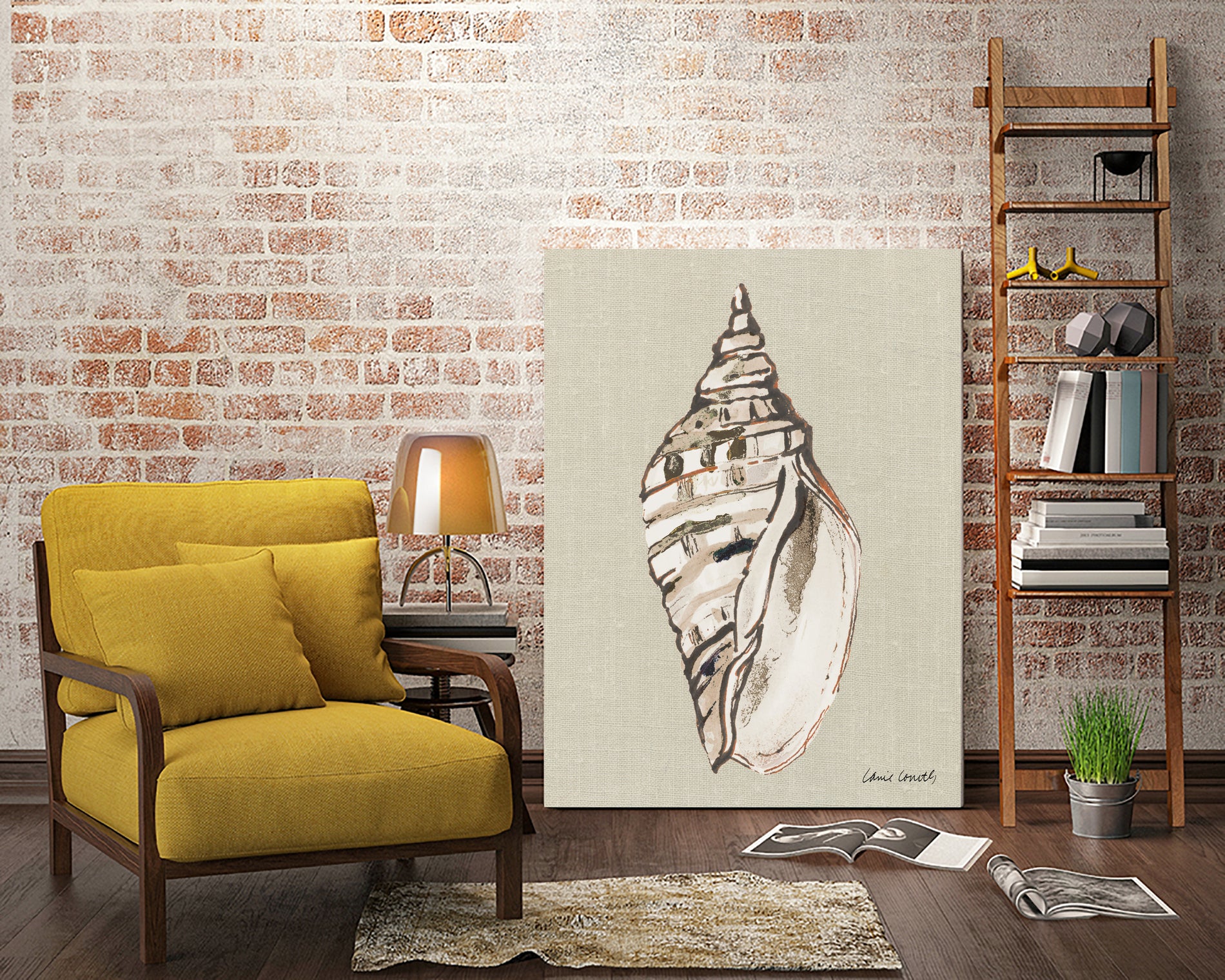 Shell on Burlap II by Lanie  Loreth on GIANT ART - coastal shell