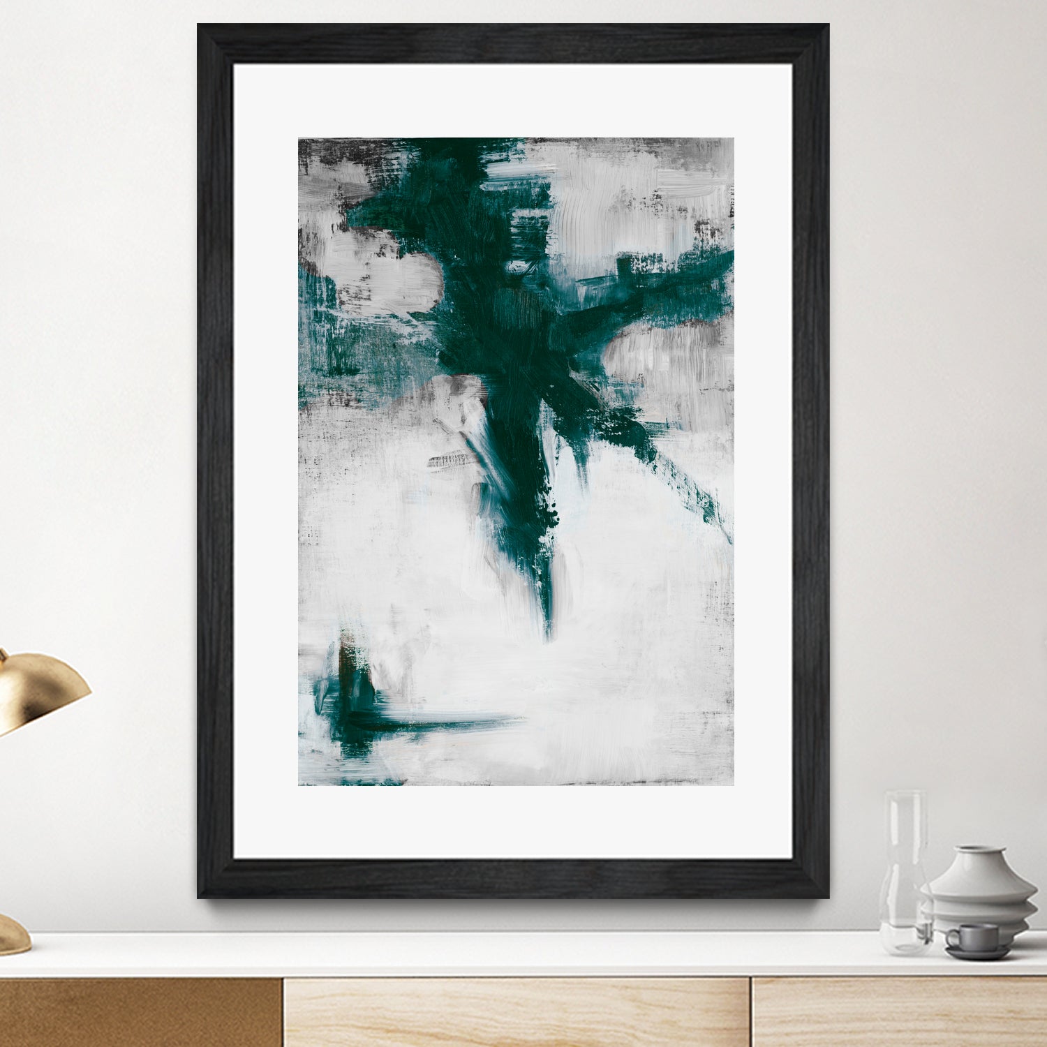 Dark Teal Room Abstract by Walt Johnson on GIANT ART - abstract dark