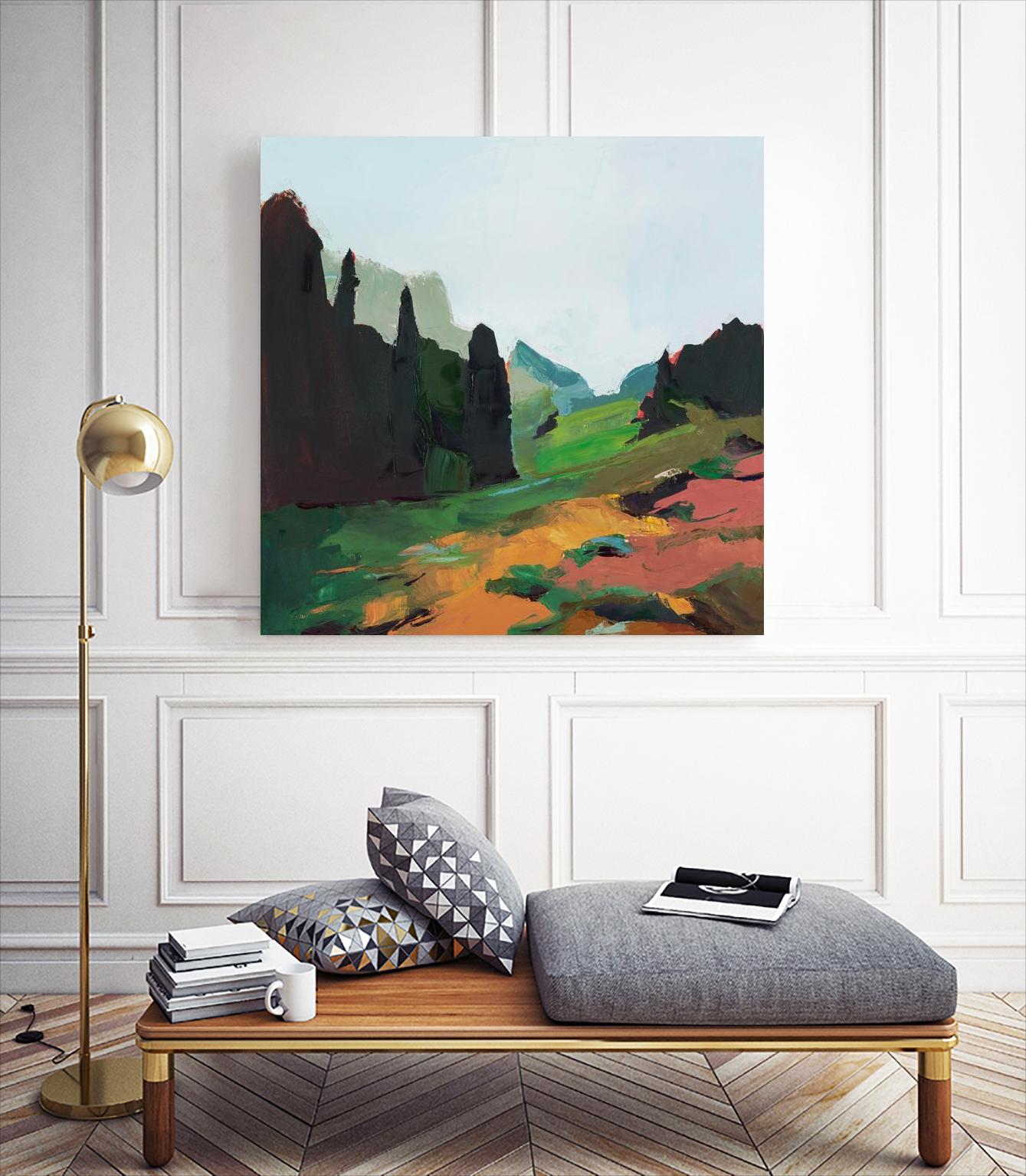 Green Alpine Meadow by Julie Denise on GIANT ART -  abstract 