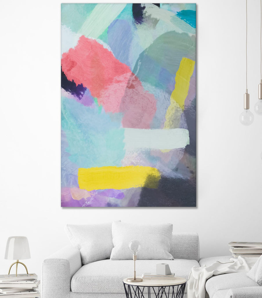 brush painting texture abstract in blue pink yellow green by mrvell on GIANT ART
