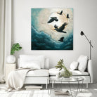 À la quiétude du grand halo by Marie Claprood on GIANT ART - beige animal mouettes