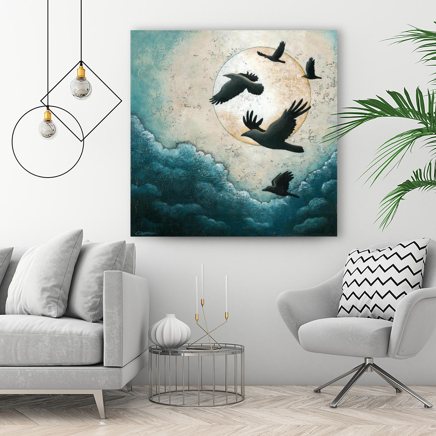 À la quiétude du grand halo by Marie Claprood on GIANT ART - beige animal mouettes