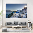 Beautiful blue domes of Santorini, Greece by Nick Jackson on GIANT ART - blue photographe