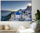 Beautiful blue domes of Santorini, Greece by Nick Jackson on GIANT ART - blue photographe