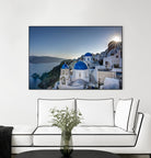 Beautiful blue domes of Santorini, Greece by Nick Jackson on GIANT ART - blue photographe