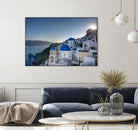 Beautiful blue domes of Santorini, Greece by Nick Jackson on GIANT ART - blue photographe