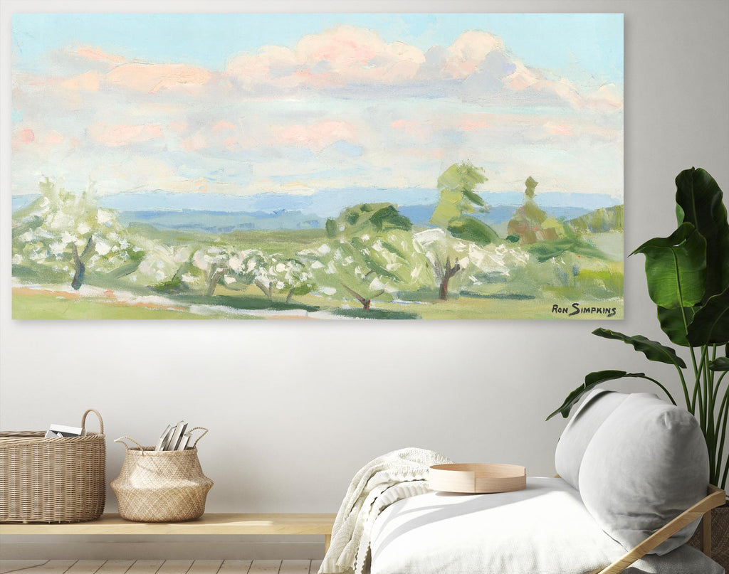 Apple Orchards & Cotton Candy Clouds by Ron Simpkins on GIANT ART - blue landscape