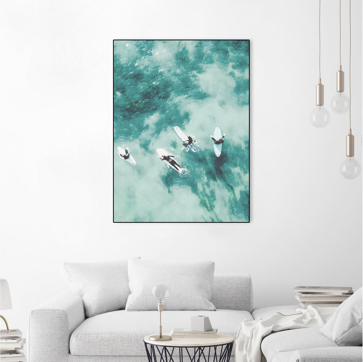 surfers by Unknown on GIANT ART - blue coastal ocean