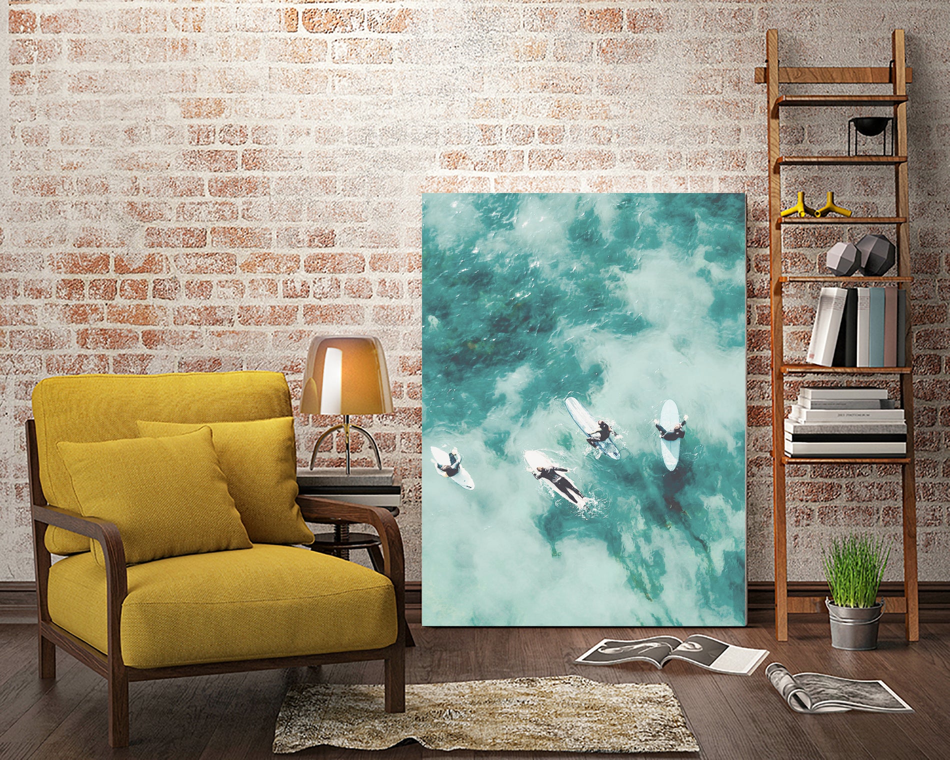 Surfers I by Unknown on GIANT ART - blue coastal ocean