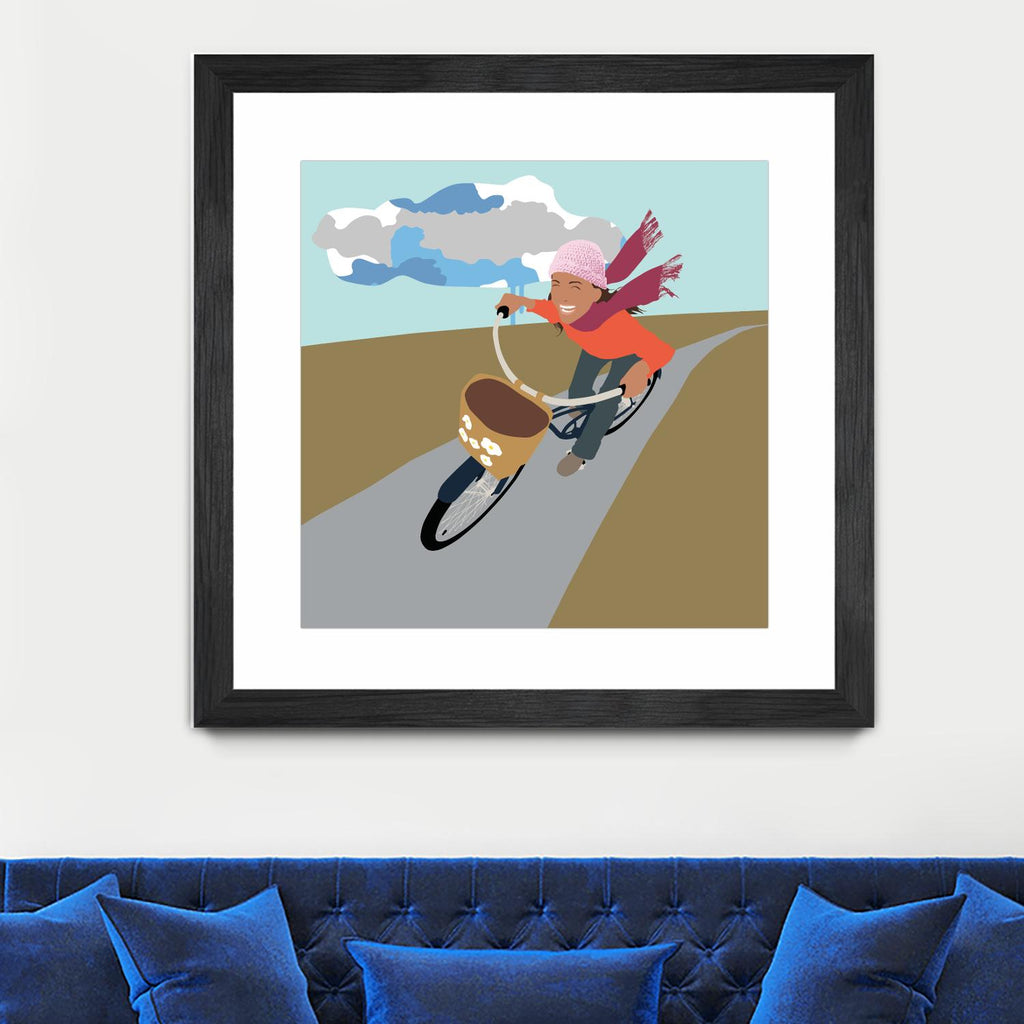 Cloud Girl on Bike by Eric Scheib on GIANT ART - grey contemporary