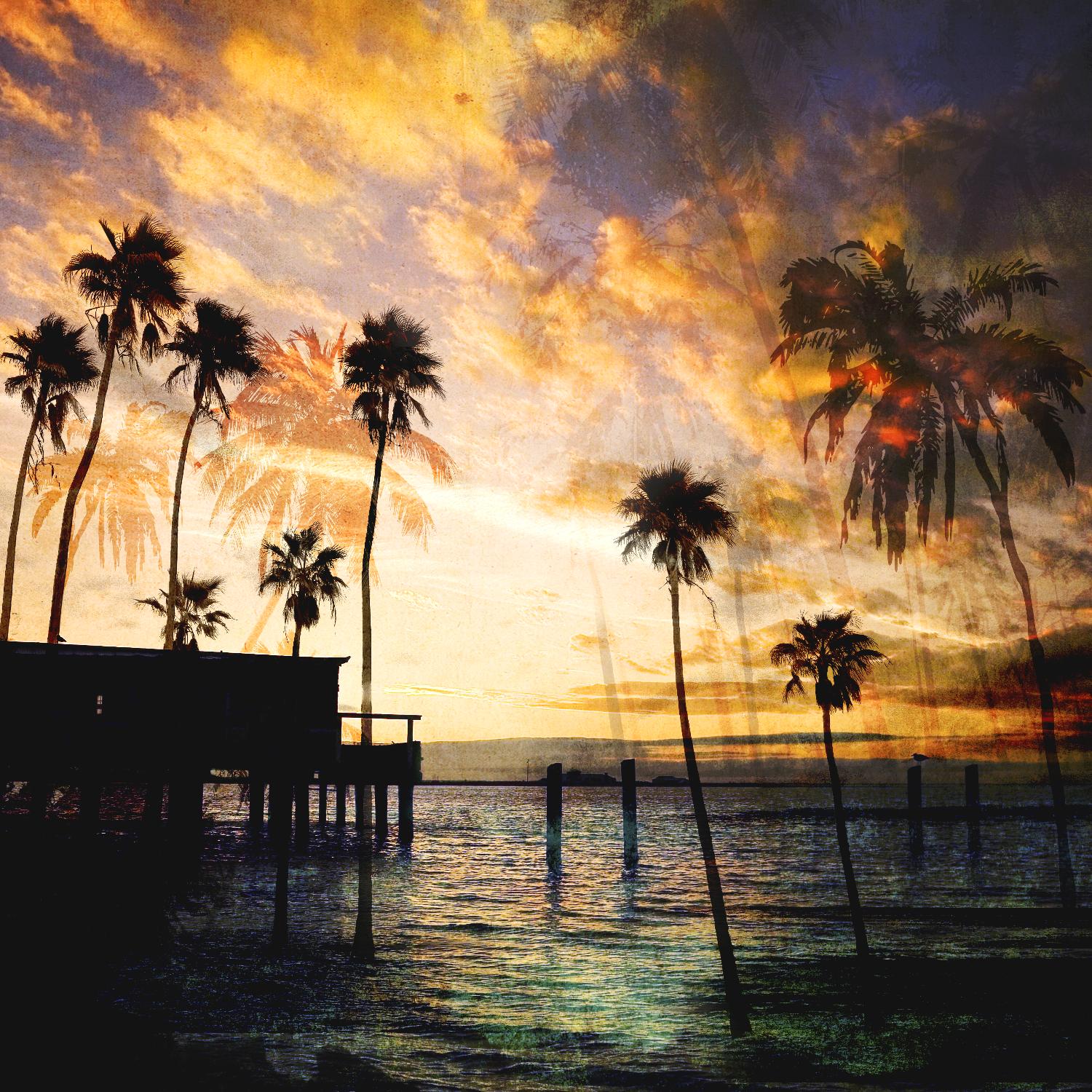 Sunset on the Pier B by GI ArtLab on GIANT ART - blue tropical