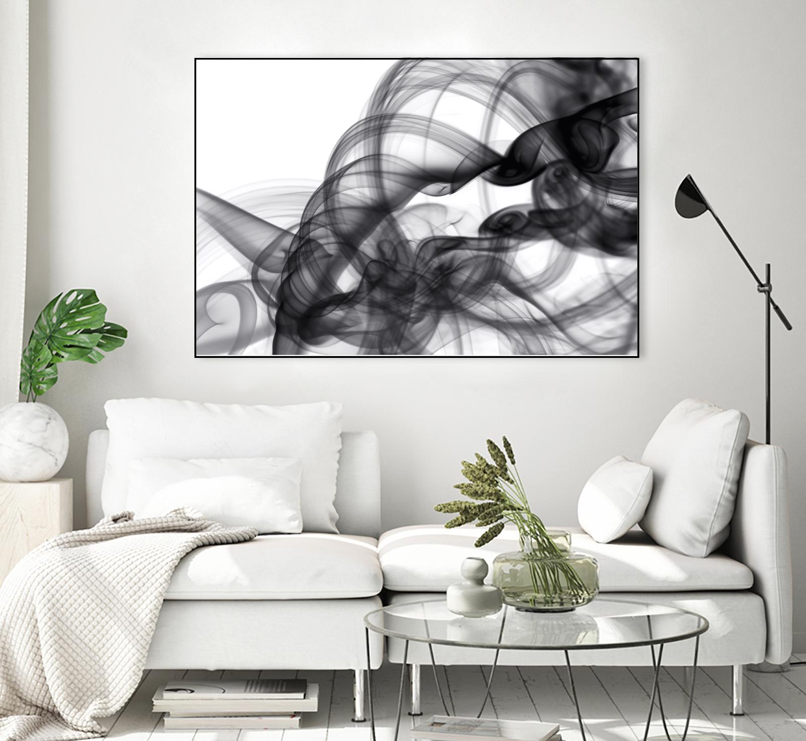 White Smoke Abstract by GI ArtLab on GIANT ART - black abstract
