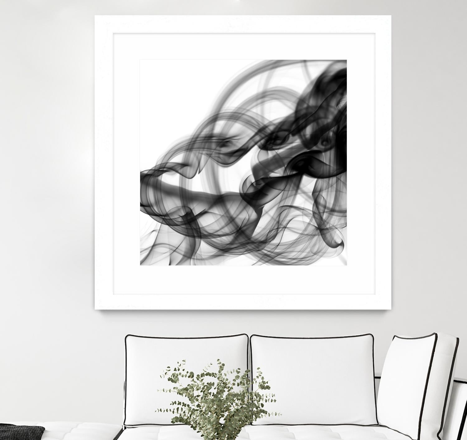 White Smoke Abstract Square by GI ArtLab on GIANT ART - black abstract