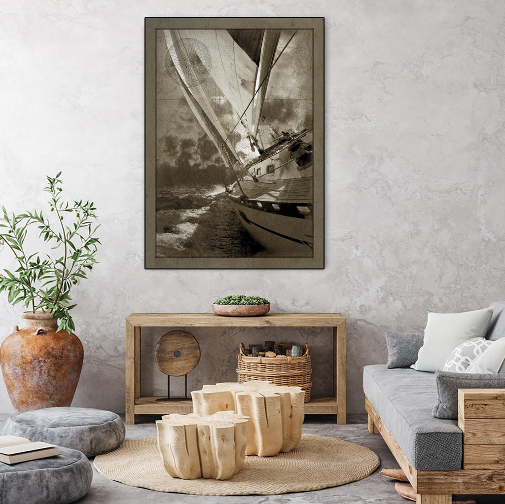 Sailing in Sepia A by GI ArtLab on GIANT ART - brown nautical