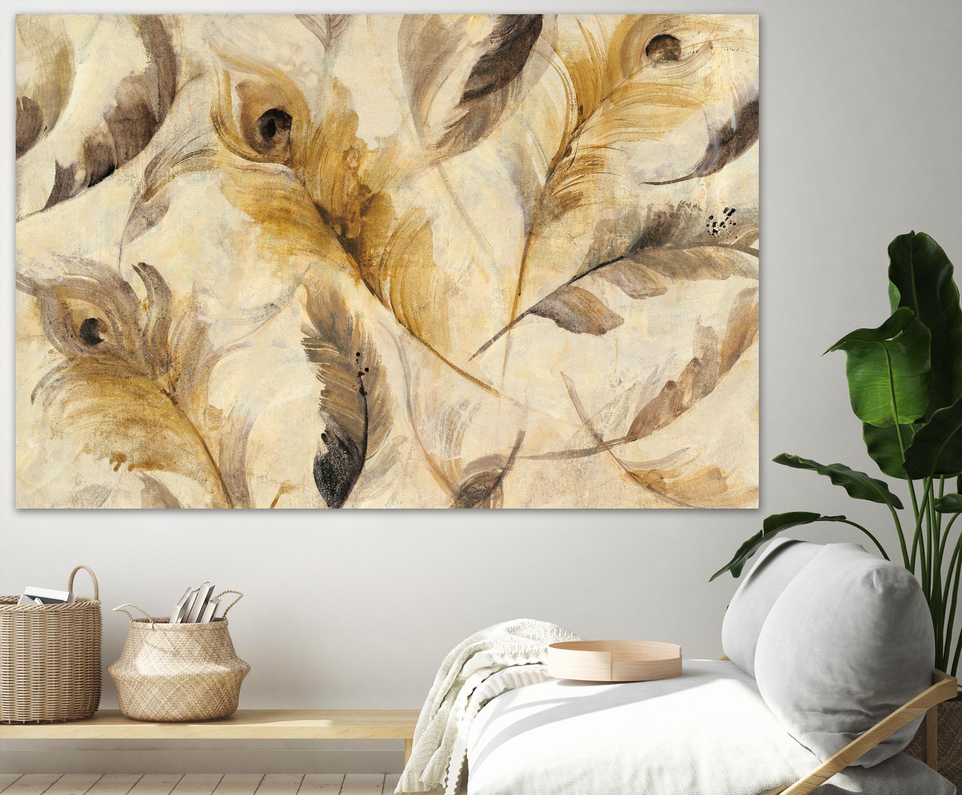 Feather Toss by Albena Hristova on GIANT ART - yellow contemporary