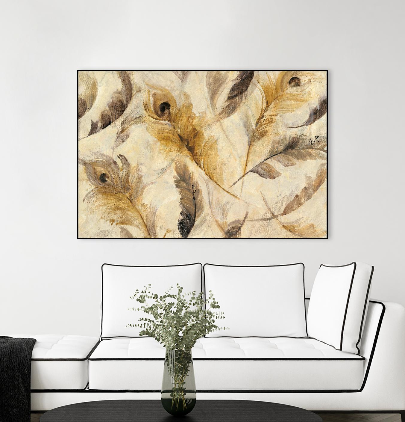 Feather Toss by Albena Hristova on GIANT ART - yellow contemporary