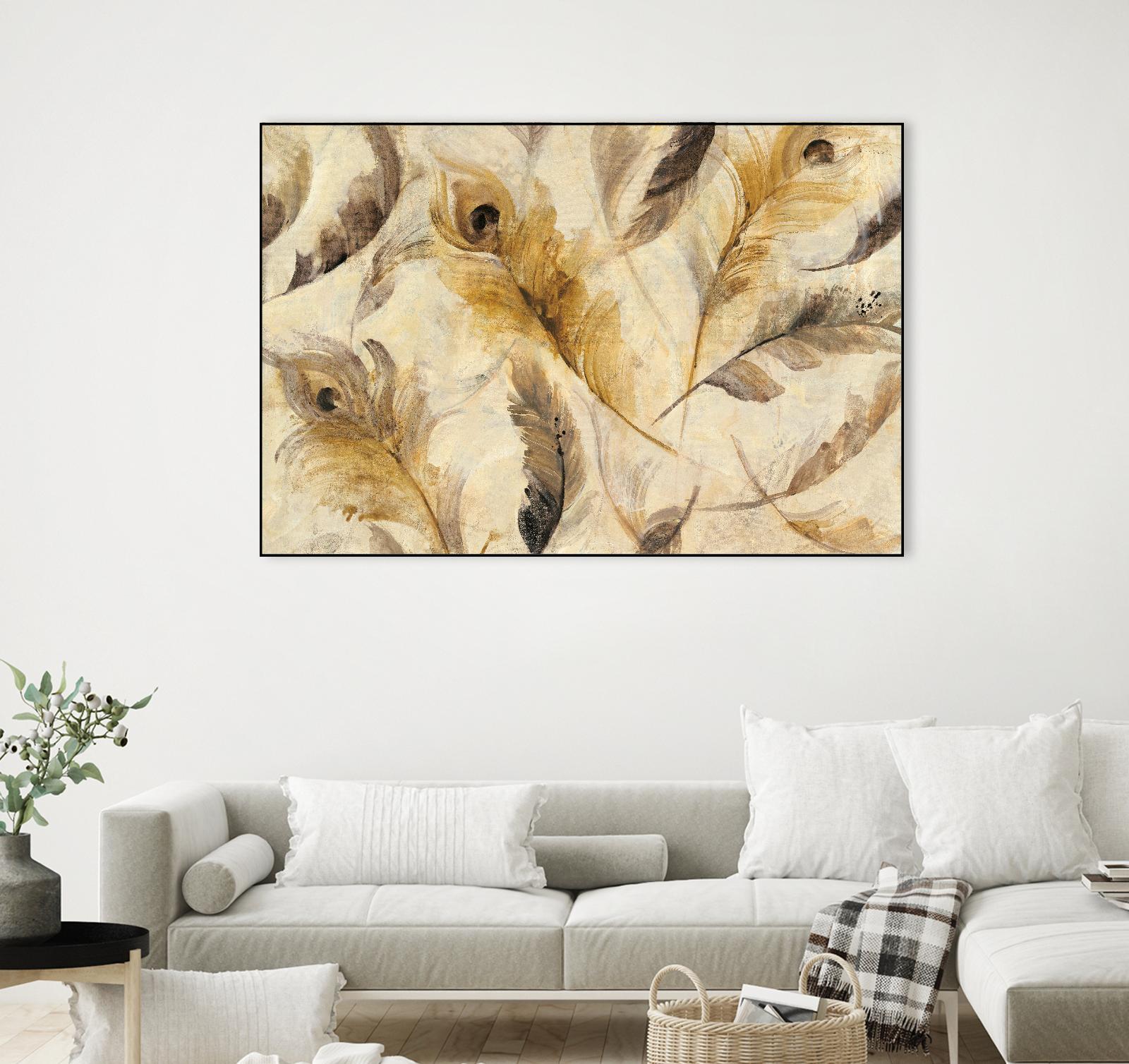 Feather Toss by Albena Hristova on GIANT ART - yellow contemporary