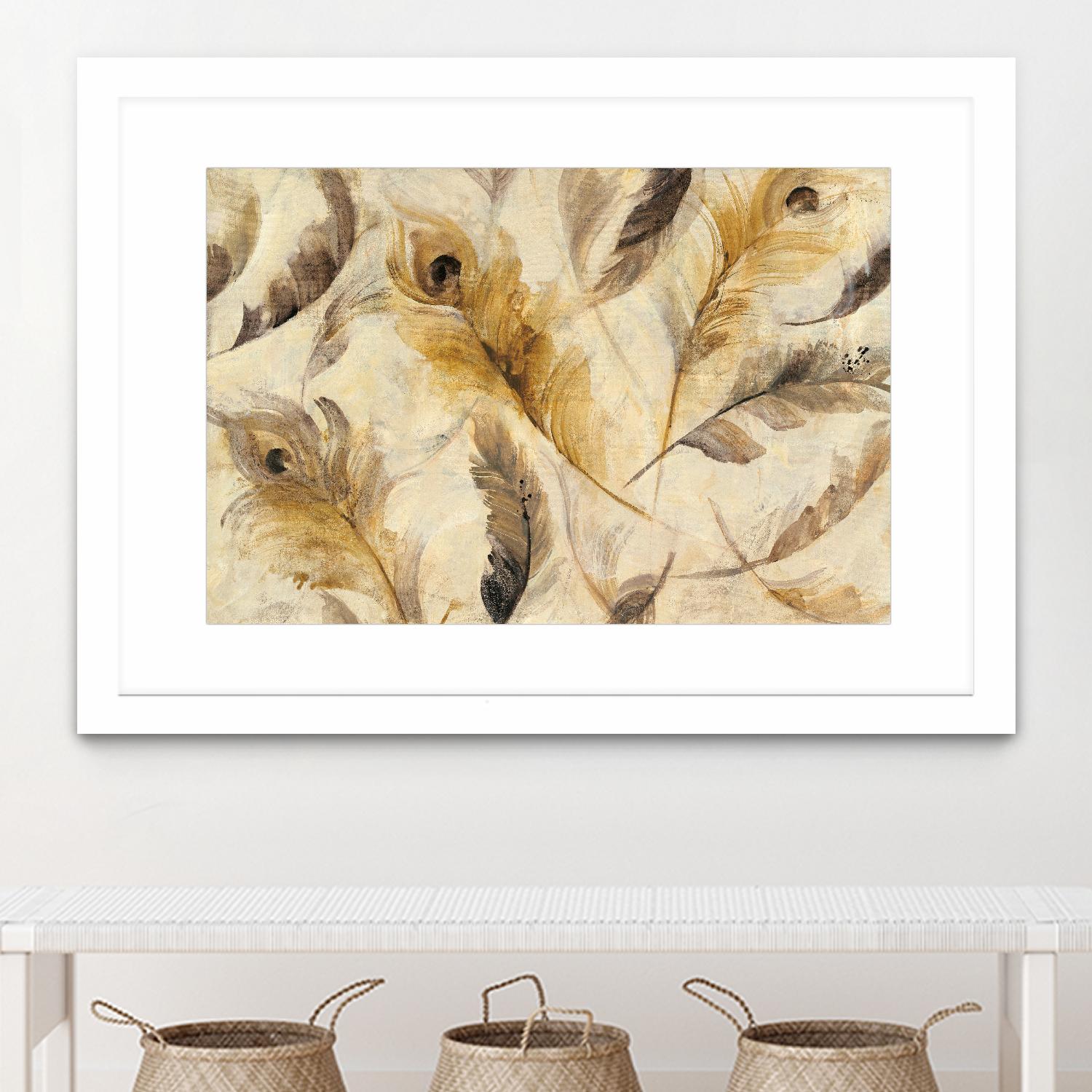 Feather Toss by Albena Hristova on GIANT ART - yellow contemporary