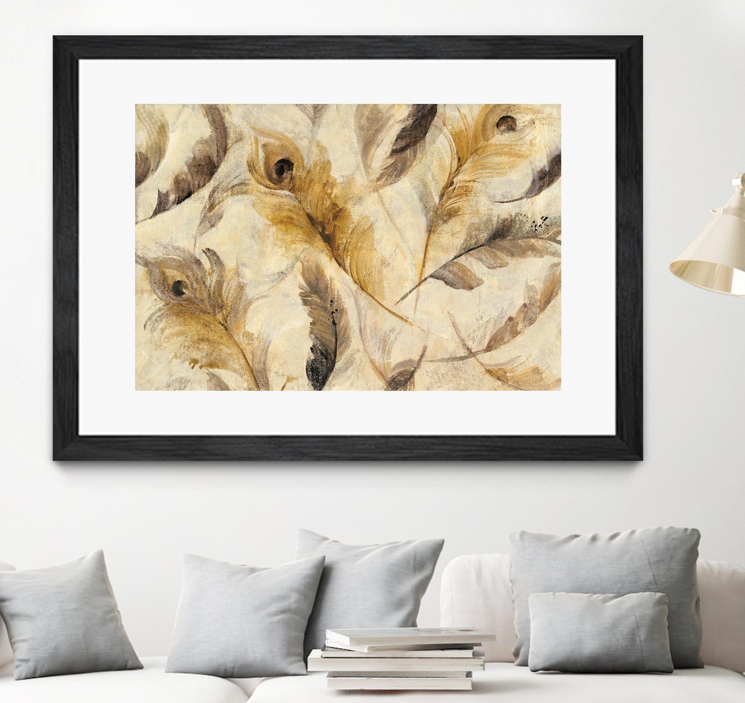 Feather Toss by Albena Hristova on GIANT ART - yellow contemporary