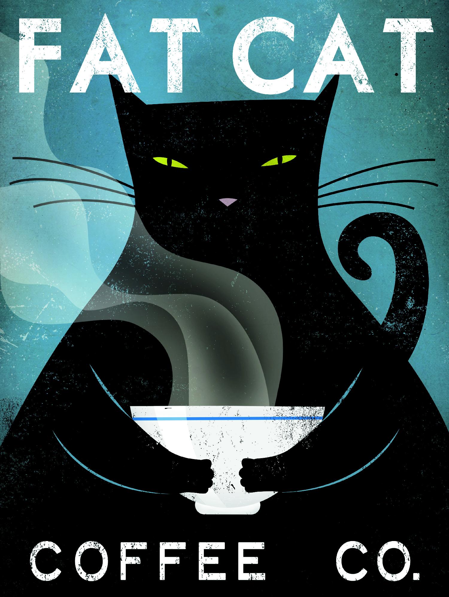 Cat Coffee no City by Ryan Fowler on GIANT ART - black animals