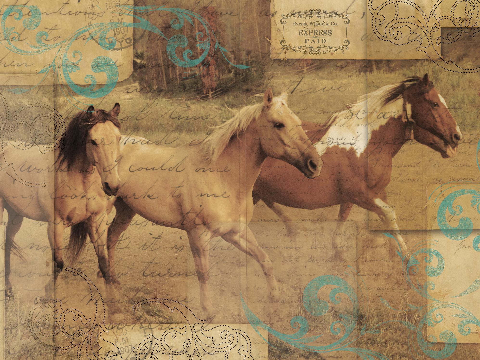 Wild Horses I by Portfolio on GIANT ART - beige animals