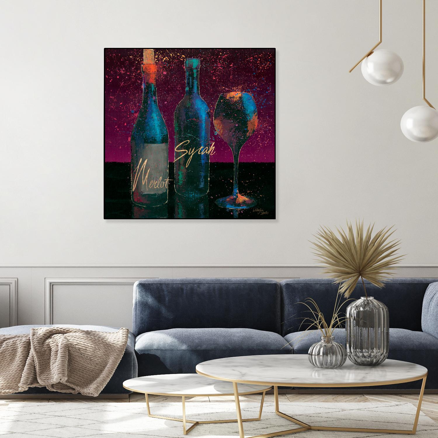 Wine Splash Dark III by Wellington Studio on GIANT ART - blue fruit-food-drink