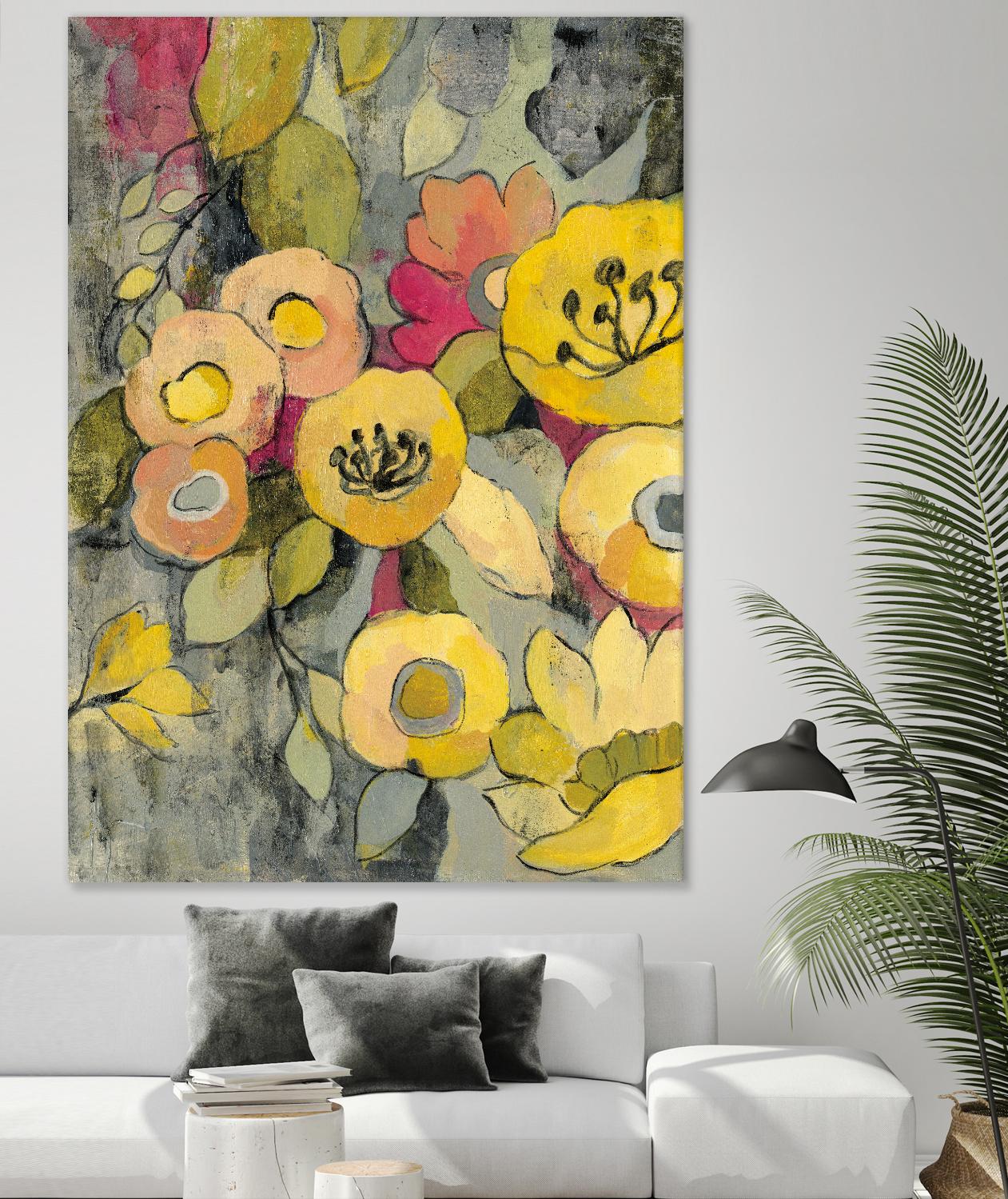 Yellow Floral Duo II by Silvia Vassileva on GIANT ART - grey floral