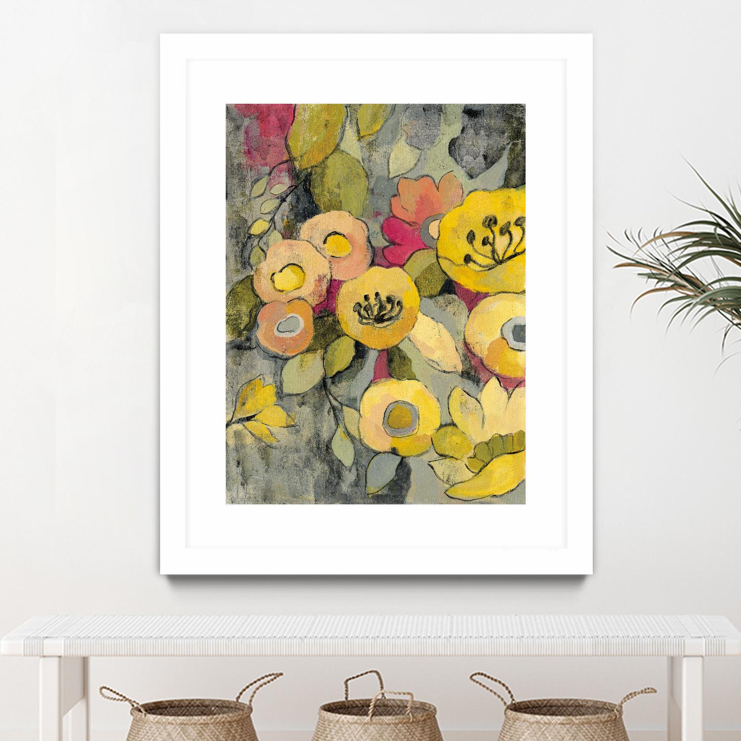 Yellow Floral Duo II by Silvia Vassileva on GIANT ART - grey floral